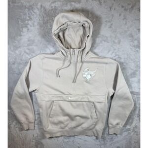 Nike Hoodie Mens Medium Beige 1/4 Zip Texas Mascot Pullover Fleece Sweatshirt